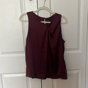 Deep cherry twisted collar tank top